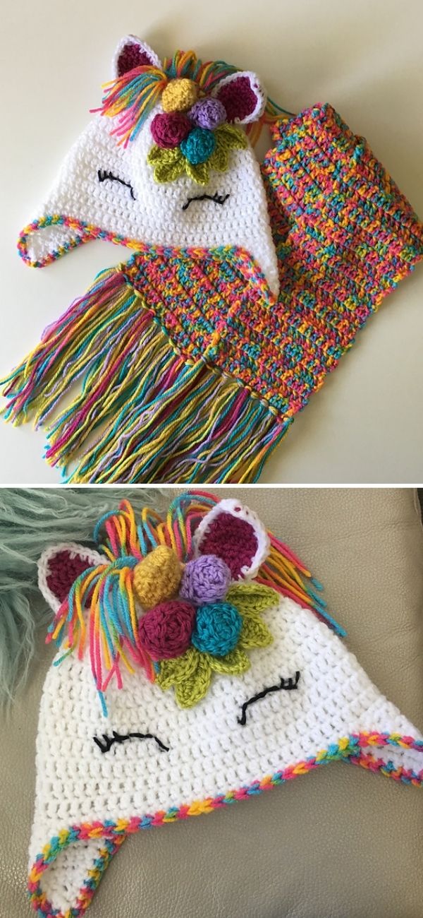 crochet unicorn hat with mane