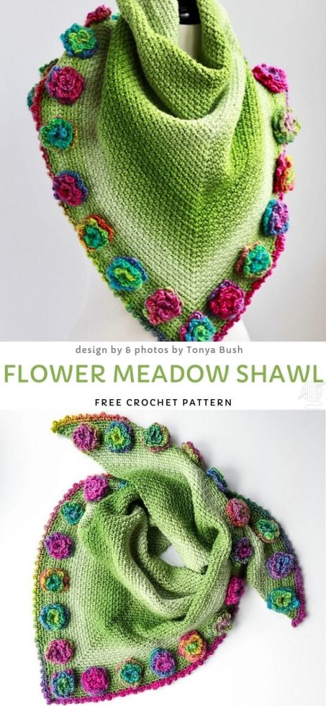 Flower Meadow Shawl Free Crochet Pattern