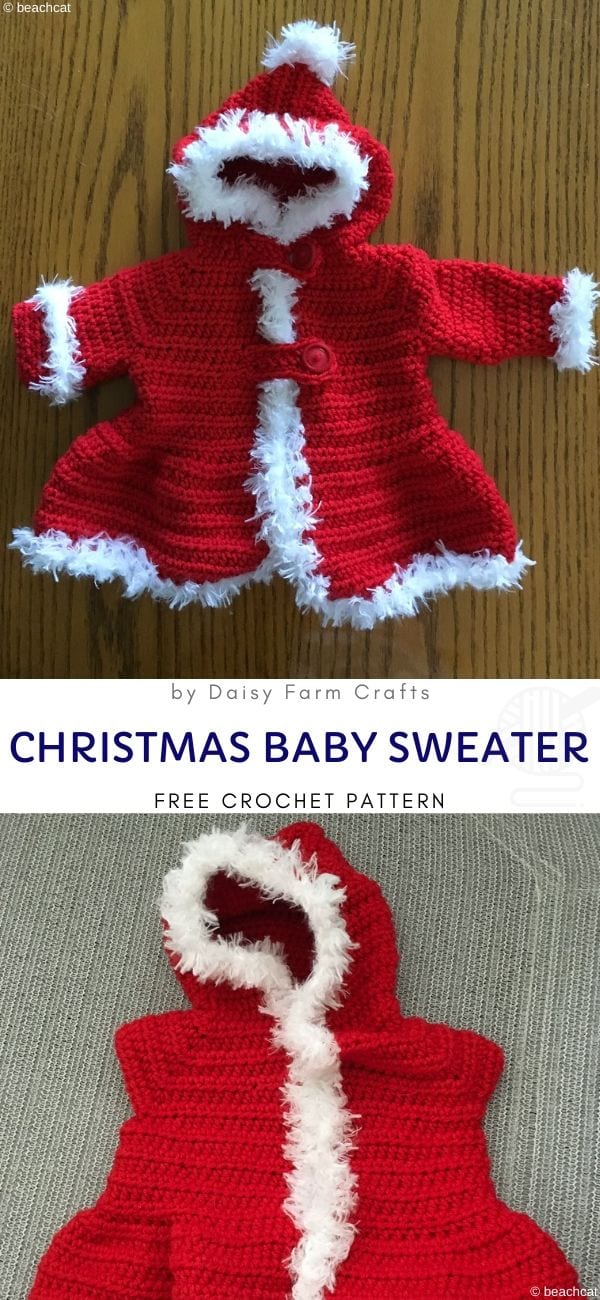 Christmas Baby Sweater Free Crochet Pattern