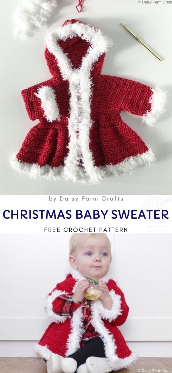 Christmas Baby Sweater Free Crochet Pattern