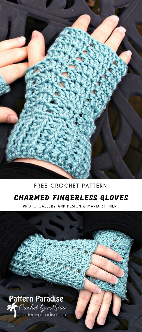 free crochet pattern for crocheted fingerless gloves.