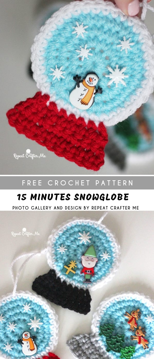 snow globe crochet ornament