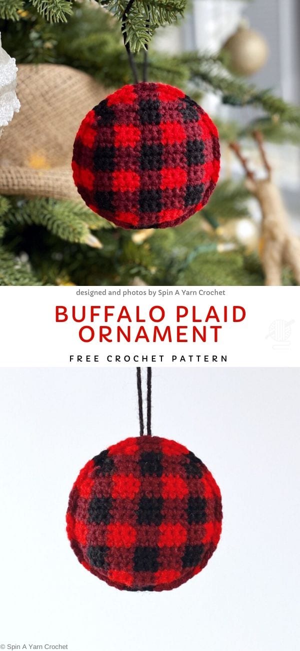 Buffalo Plaid Ornament Free Crochet Pattern
