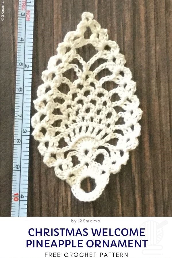 Christmas Welcome Pineapple Ornament Free Crochet Pattern