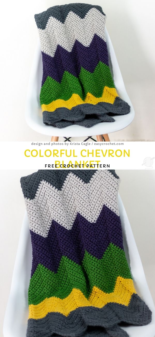 Colorful Chevron Blanket Free Crochet Pattern