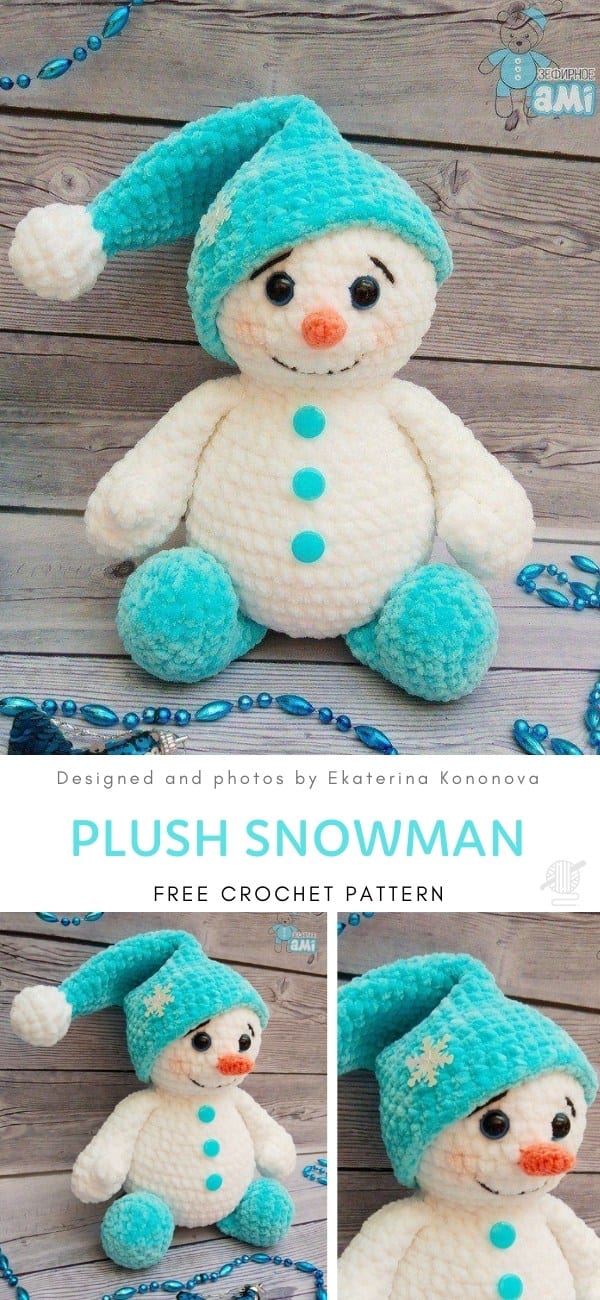 Crochet Plush Snowman Free Crochet Pattern