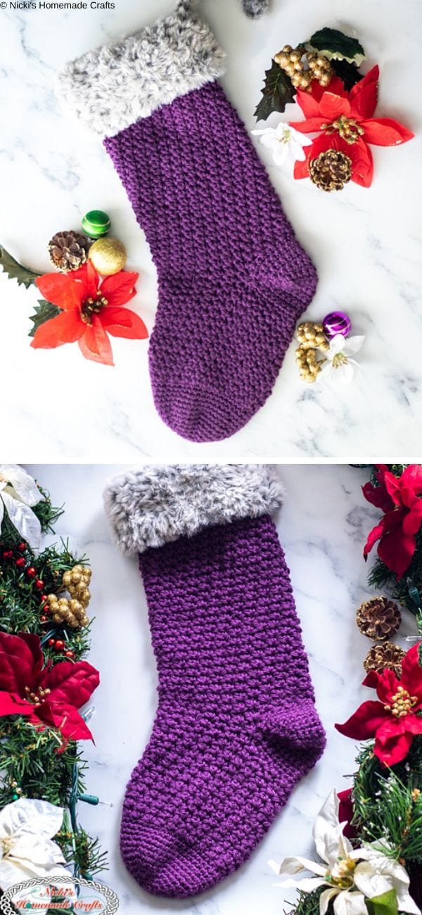 Faux Fur Suzette Stocking Free Crochet Pattern