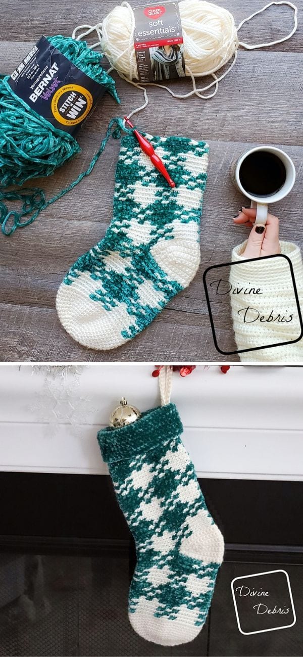 Pretty in Gingham Stocking Free Crochet Pattern