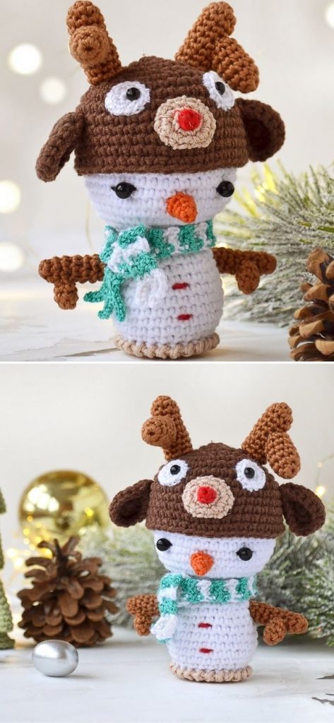 Snowman in Deer Hat