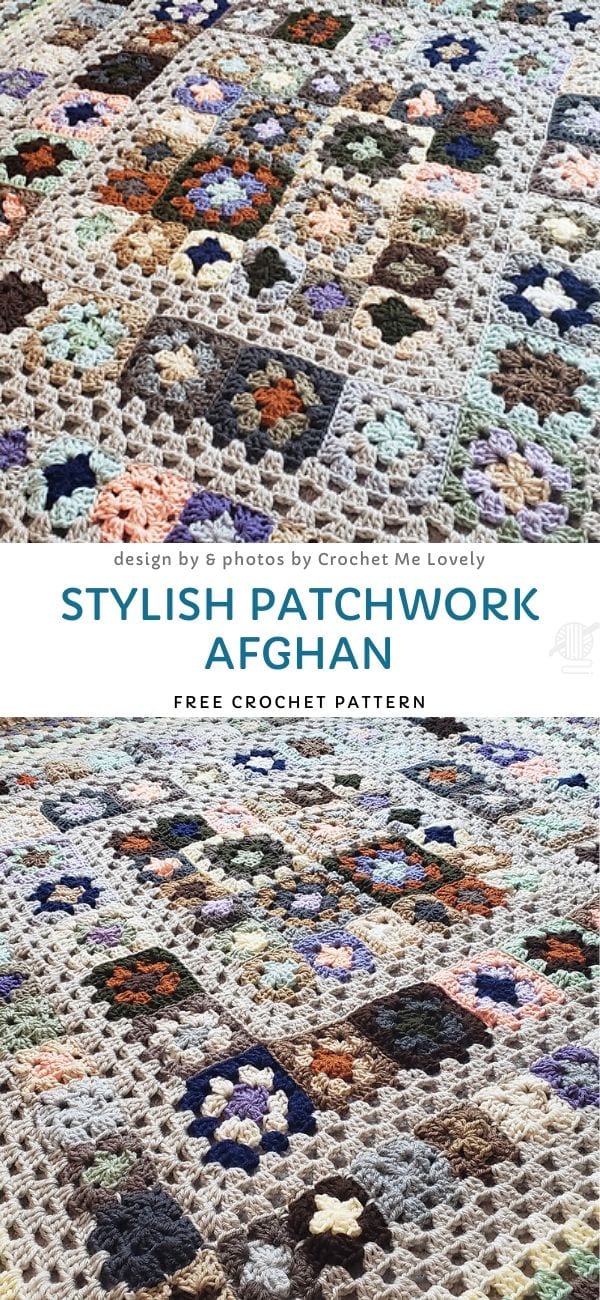 Stylish Patchwork Afghan Free Crochet Pattern