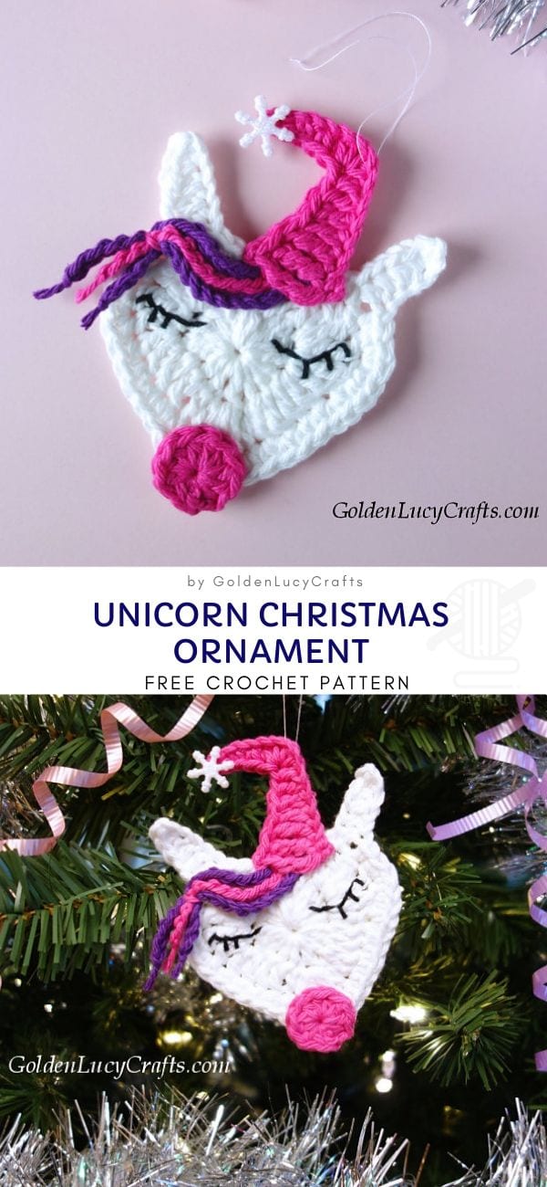 Unicorn Christmas Ornament Free Crochet Pattern