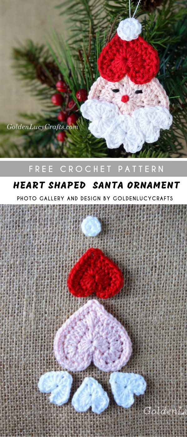  santa shaped crochet ornament