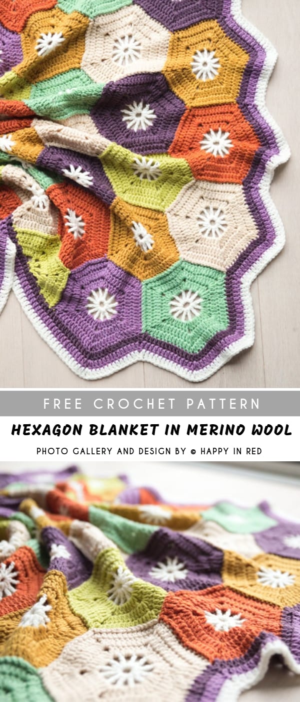 Hexagon Crochet Blanket with Free Pattern