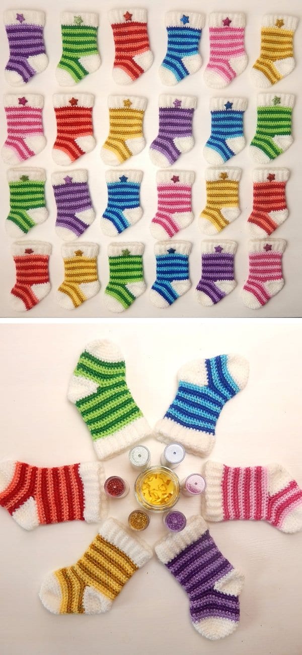 Mini Christmas Stockings Free Crochet Pattern