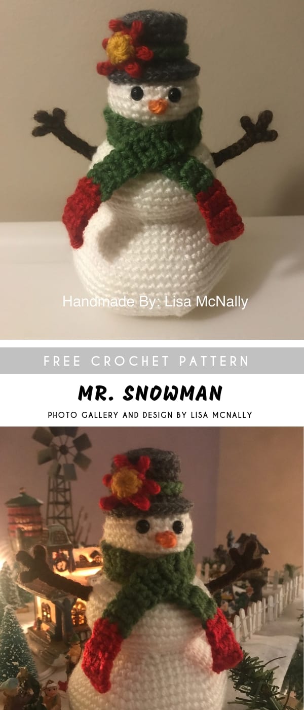 Free crochet pattern for snowman.