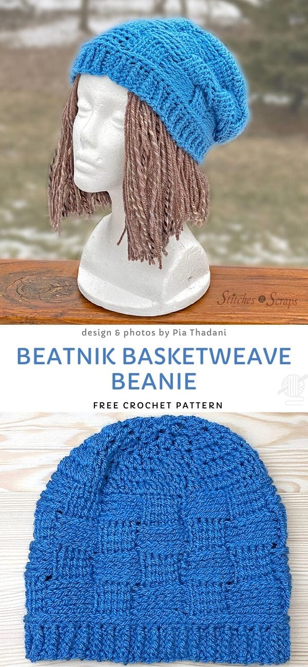 Beatnik Basketweave Beanie Free Crochet Pattern