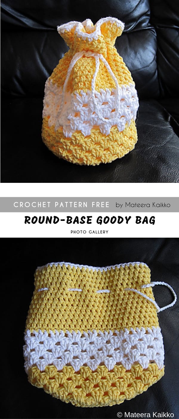 crochet pattern free round base goody bag.