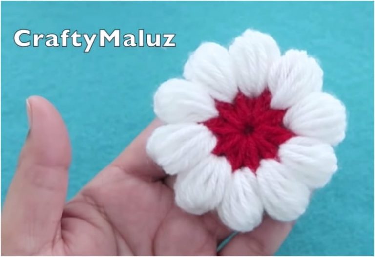 Flower in a Puff Stitch Free Crochet Pattern and Tutorial