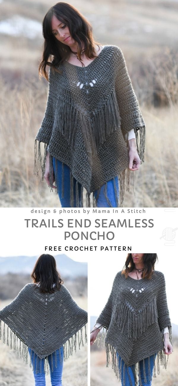 Trails End Seamless Poncho with tassels