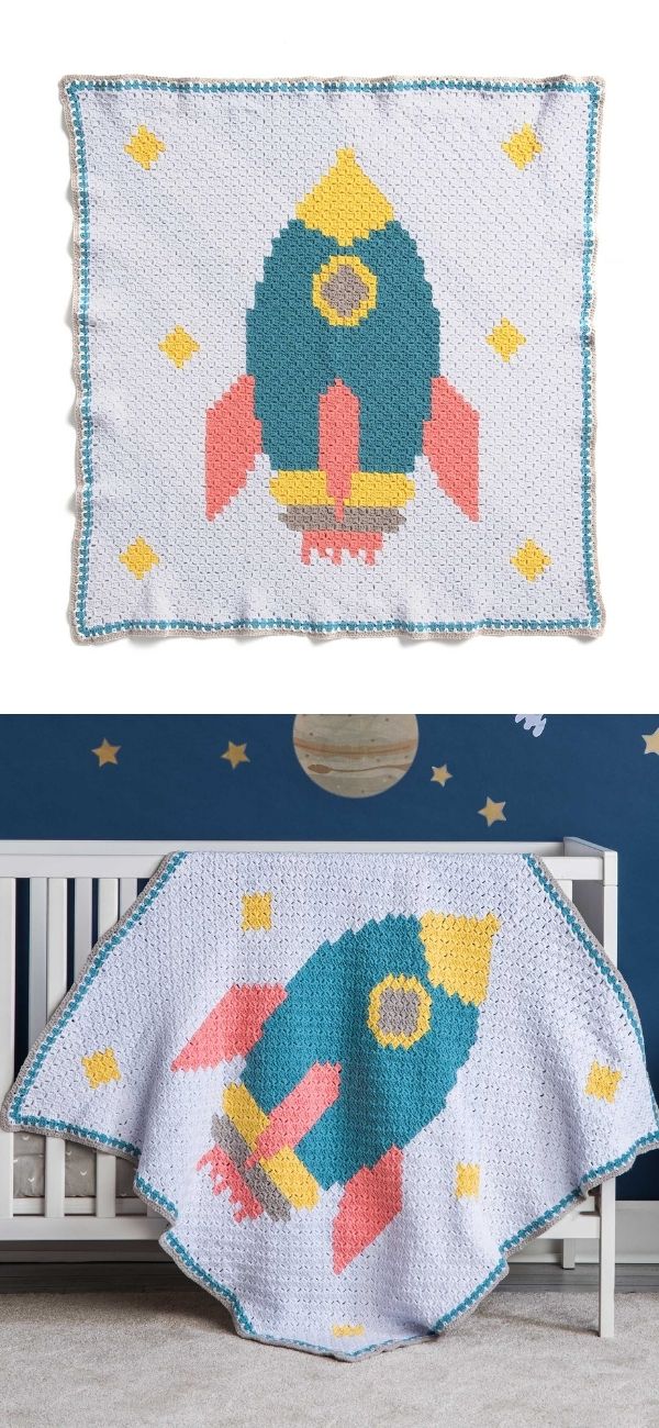 Bernat Rocketship Crochet Baby Blanket
