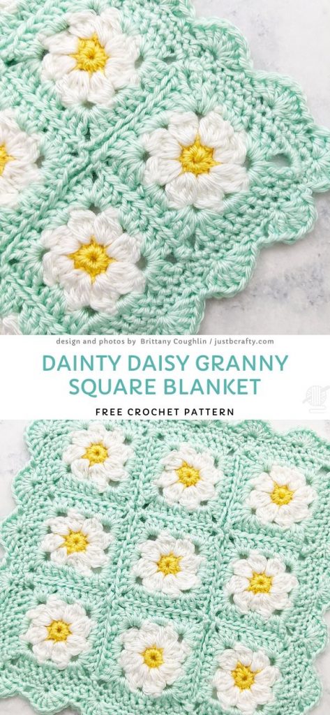 Dainty Daisy Granny Square Blanket Free Crochet Pattern