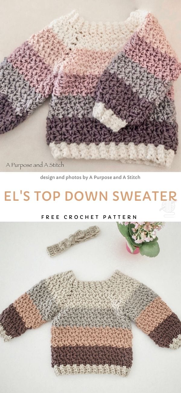 El's Top Down Sweater Free Crochet Pattern