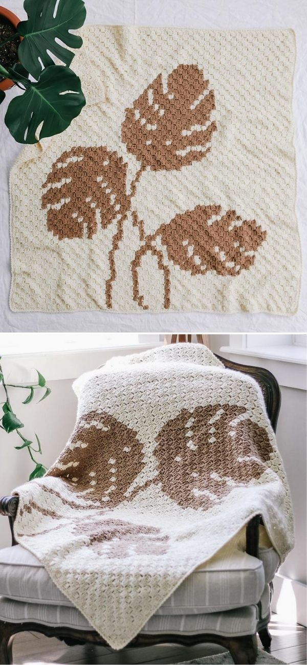 Montsera Leaf C2C Blanket
