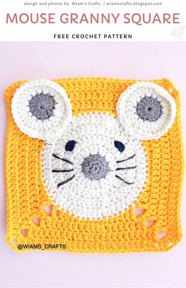 Mouse Granny Square&nbsp;Free Crochet Pattern