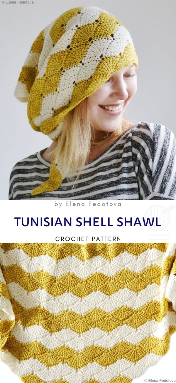 Tunisian Shell Shawl Crochet Pattern