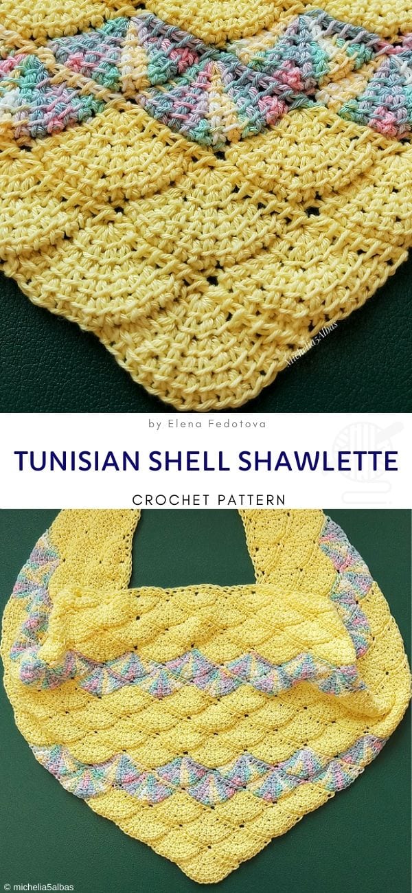 Tunisian Shell Shawlette Crochet Pattern