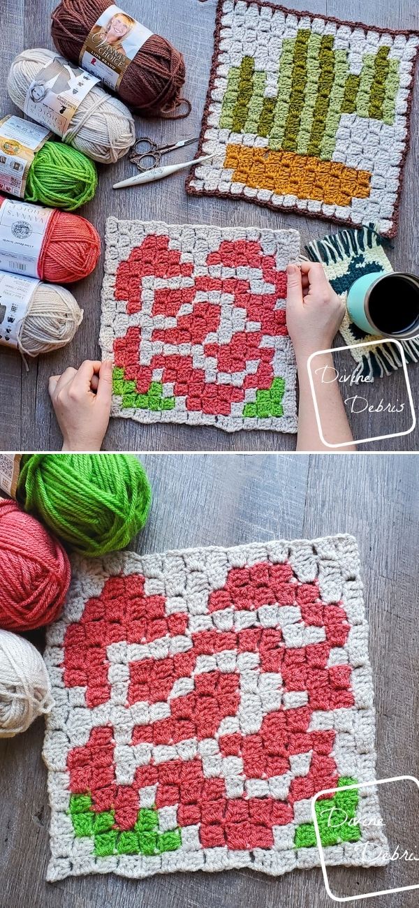 C2C Rose Afghan Square