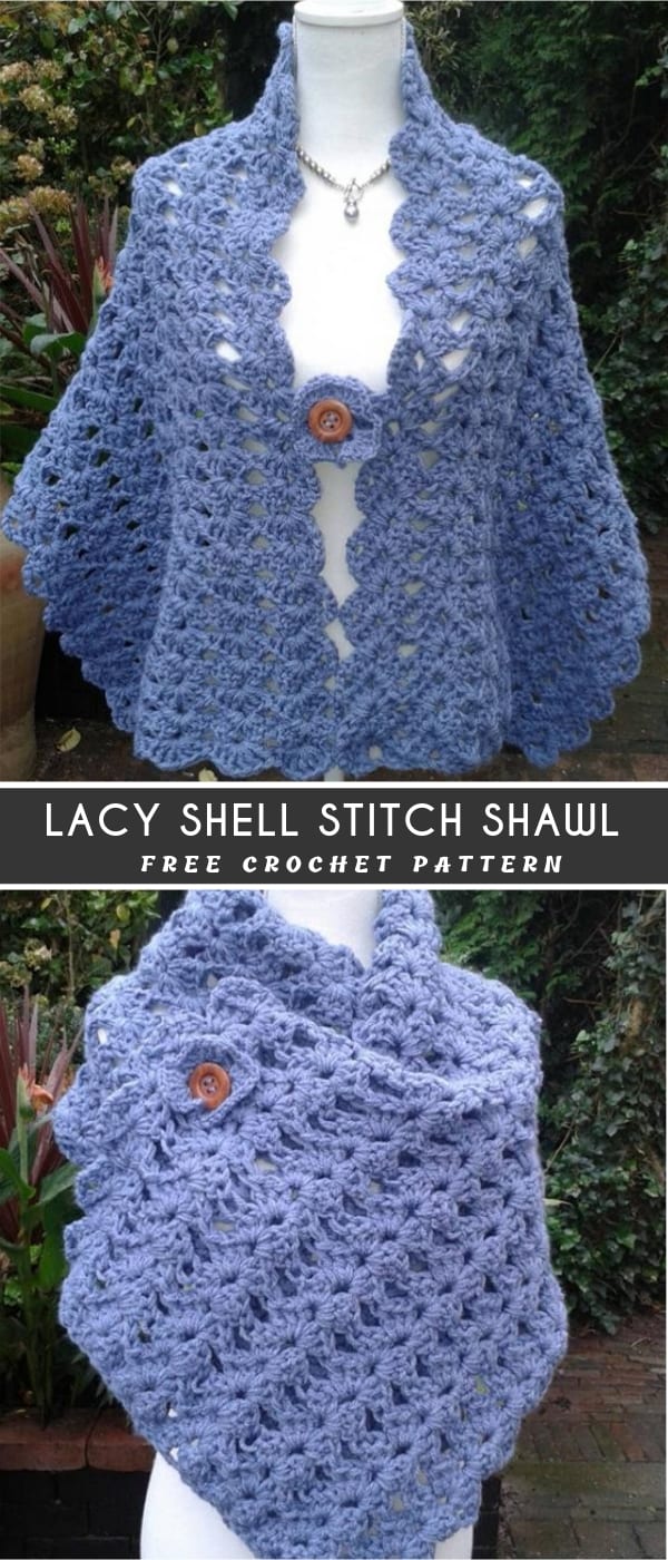 lacy easy crochet shawl for beginners with free pattern