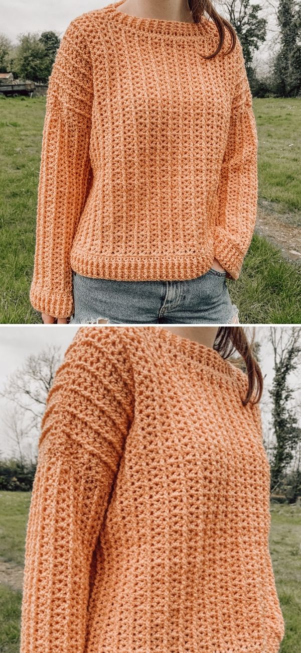 orange crochet Sweater