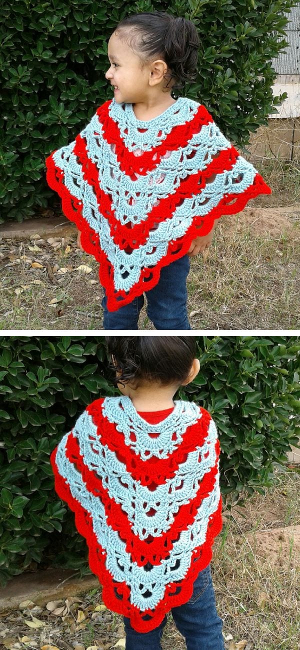 Gemstone Lace Toddler/Child Poncho Free Crochet Pattern
