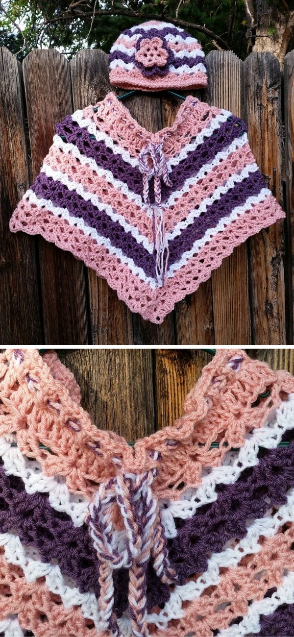 Children's Shell Poncho Free Crochet Pattern