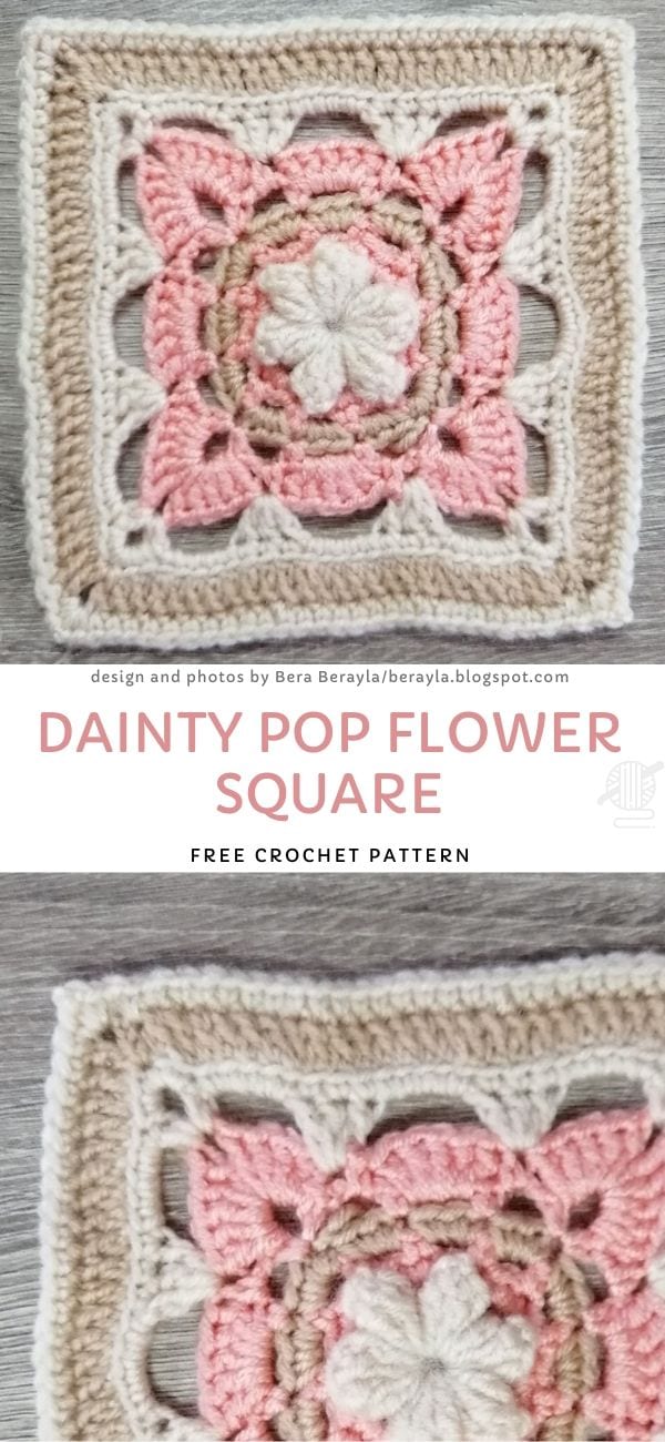 Dainty Pop Flower Square Free Crochet Pattern