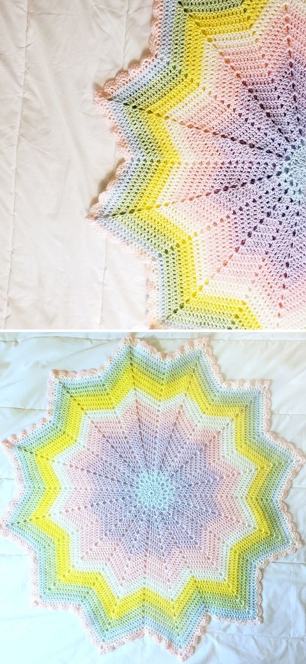 Rainbow Ripple Baby Blanket pastel
