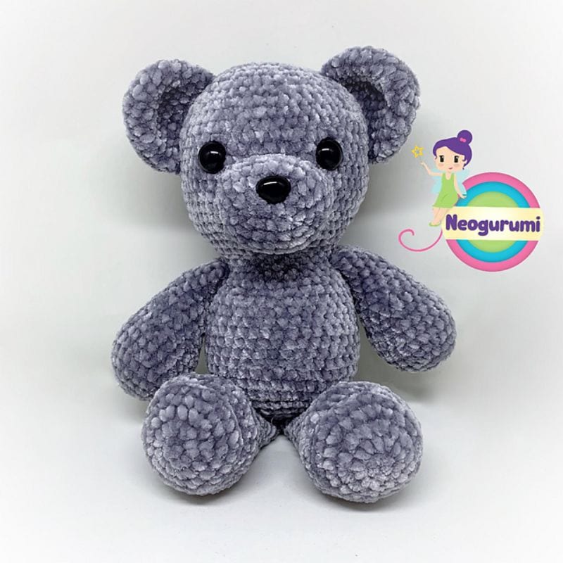 soft grey crochet teddy bear free pattern