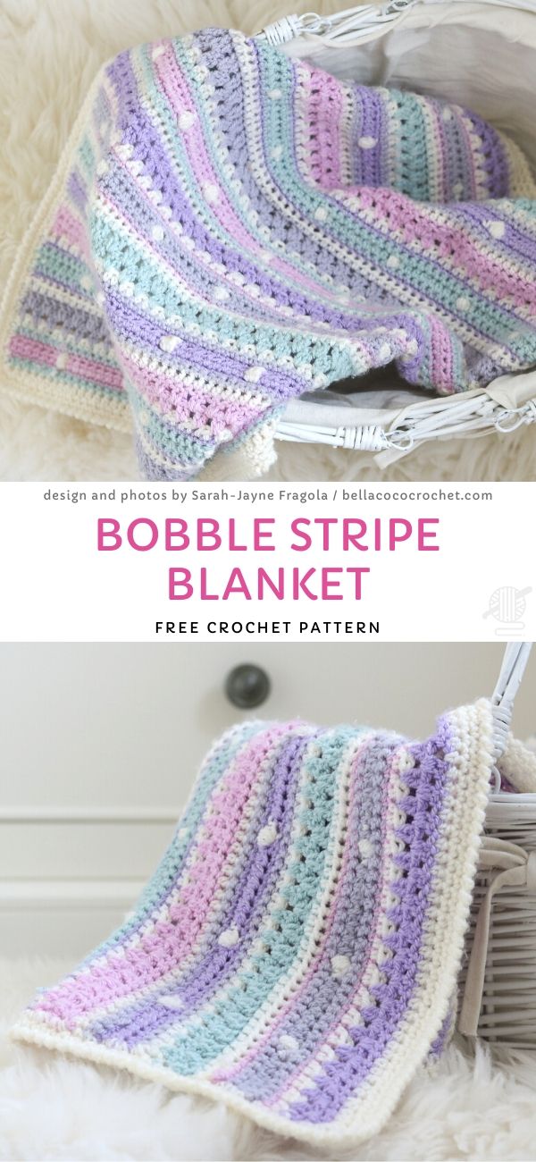 Bobble Stripe Blanket Free Crochet Pattern