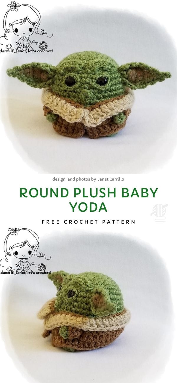 Round Plush Baby Yoda Free Crochet Pattern
