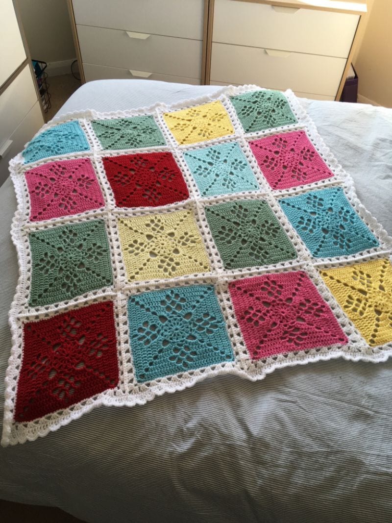 Joining and Edging - Victorian Lattice Squares Blanket Free Crochet Pattern