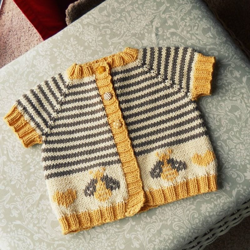 Little Bumblebee Cardi Free Knitting Pattern