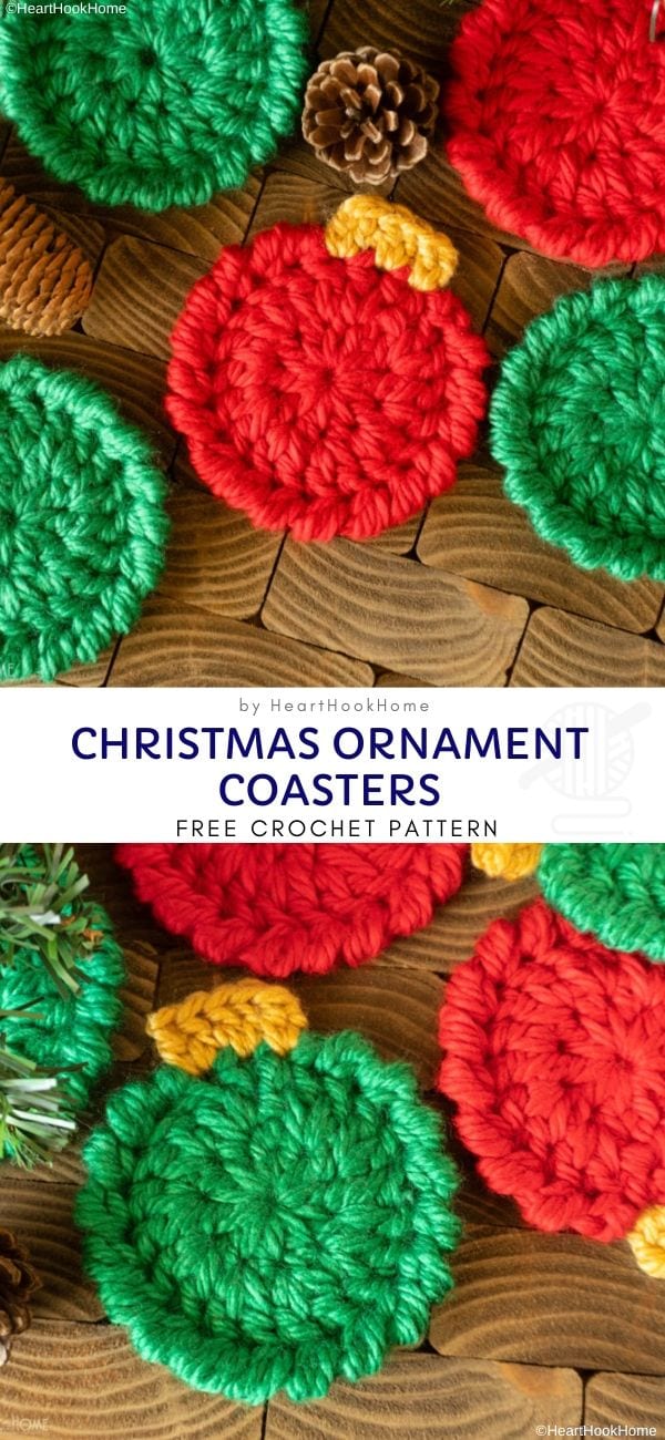 Christmas Ornament Coasters Free Crochet Pattern