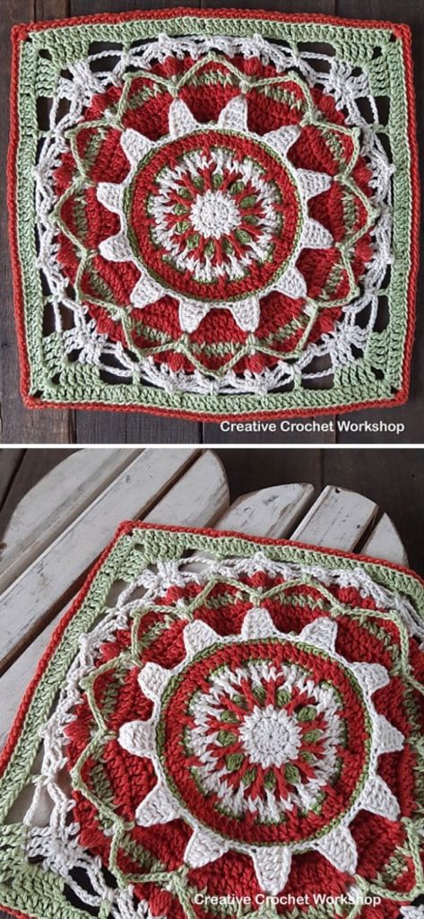 Christmas Sun Square Free Crochet Pattern