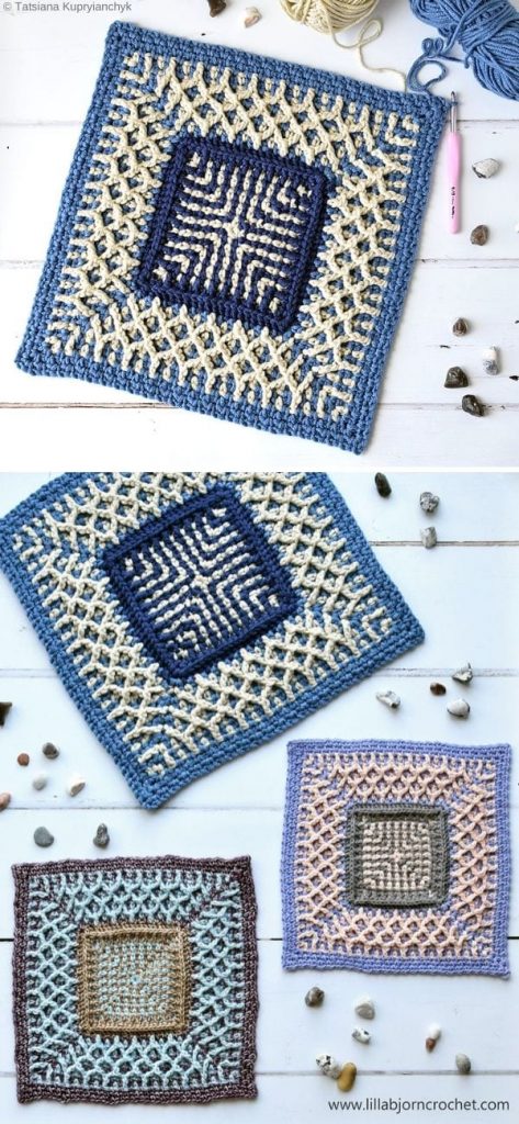 Library Sea Square Free Crochet Pattern