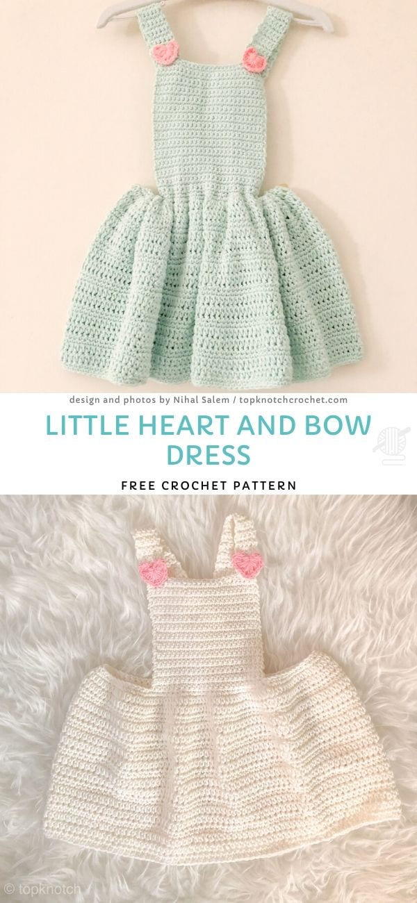 Little heart and bow crochet dress pattern.