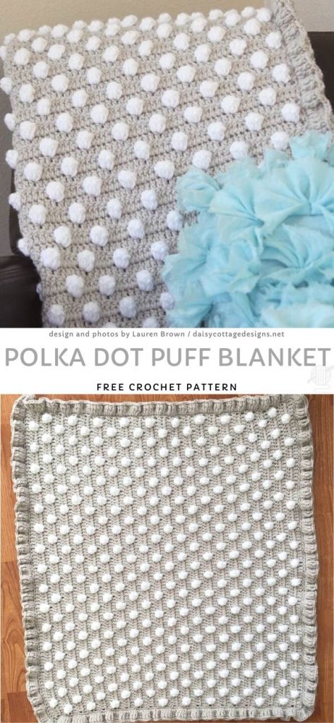 Polka Dot Puff Blanket Free Crochet Pattern