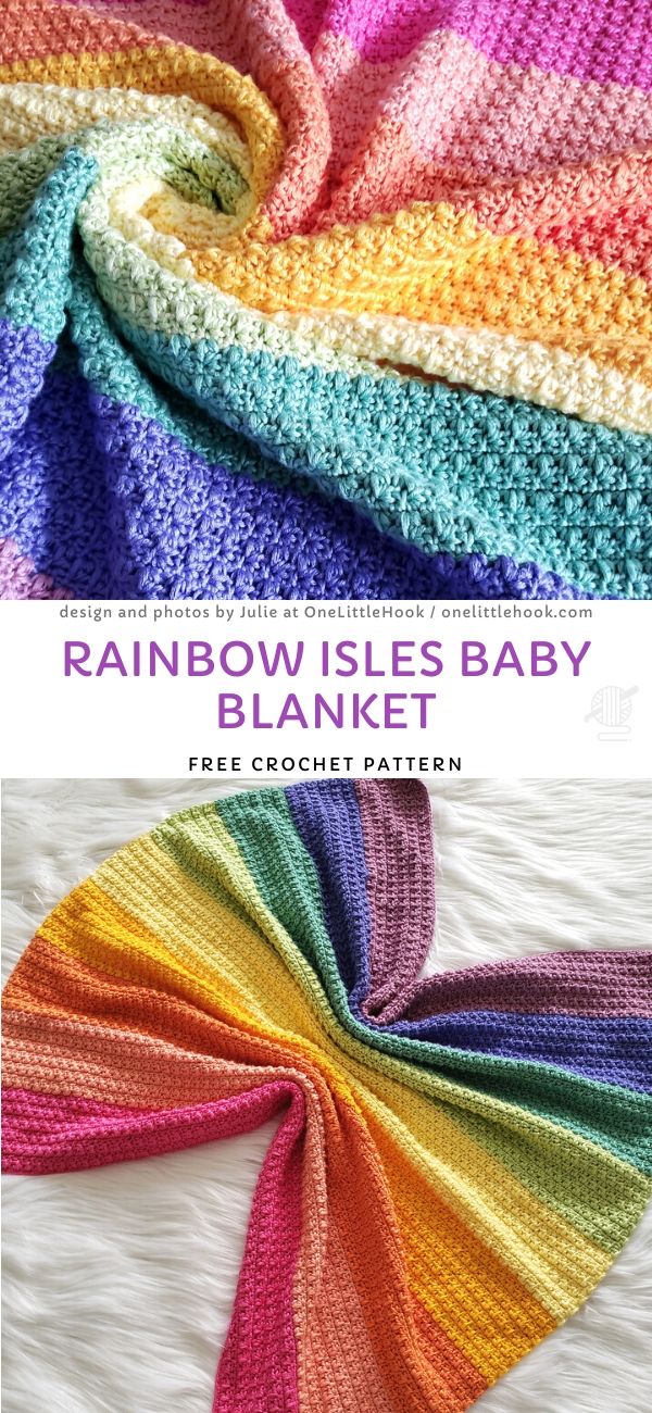Rainbow Isles Baby Blanket Free Crochet Pattern