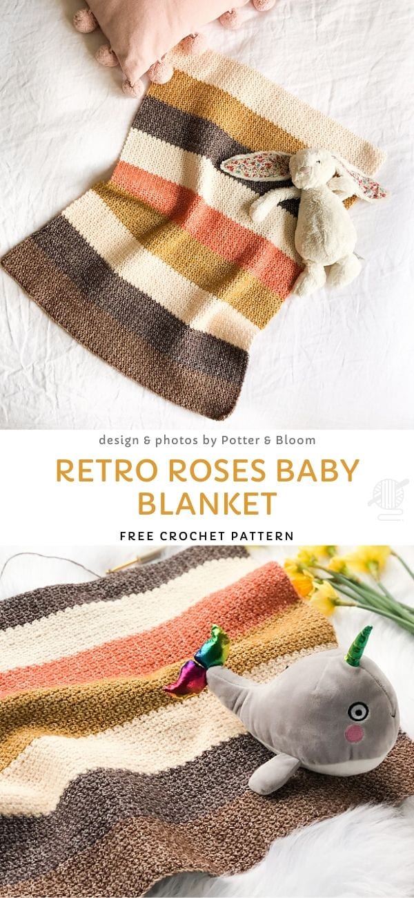 Retro Roses Baby Blanket Free Crochet Pattern
