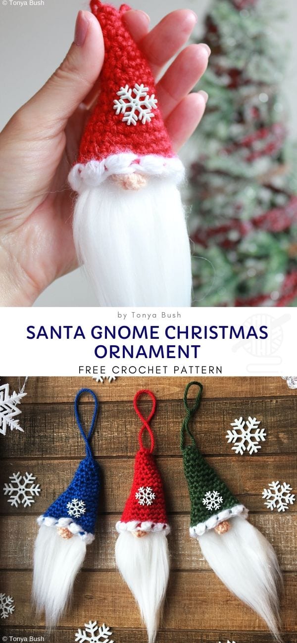 Santa Gnome Christmas Ornament Free Crochet Pattern